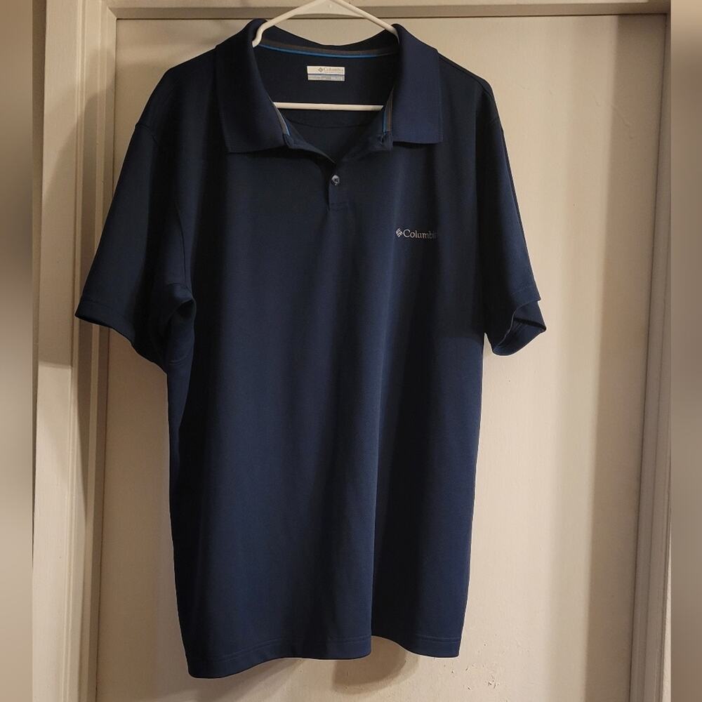 Columbia Mens Polo Shirt XXL Navy Blue Performance Golf Short Sleeve